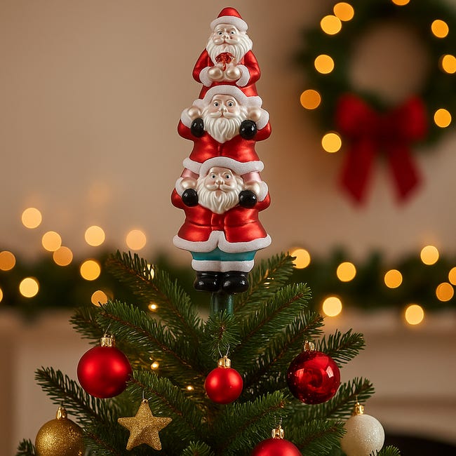 Pendentif décoratif Père Noël, décoration de l'avent, décoration sapin de Noël en verre véritable, look vintage H12cm cm 2pcs-129544 Pendentif décoratif Père Noël, décoration de l'avent, décoration sapin de Noël en verre véritable, look vintage H12cm cm 2pcs-129544
