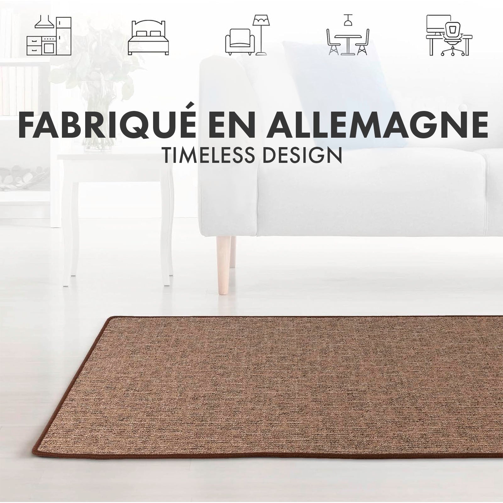 Tapis pour espaces de vie Alto, bouclé plat, Marron, 80 x 250 - 4