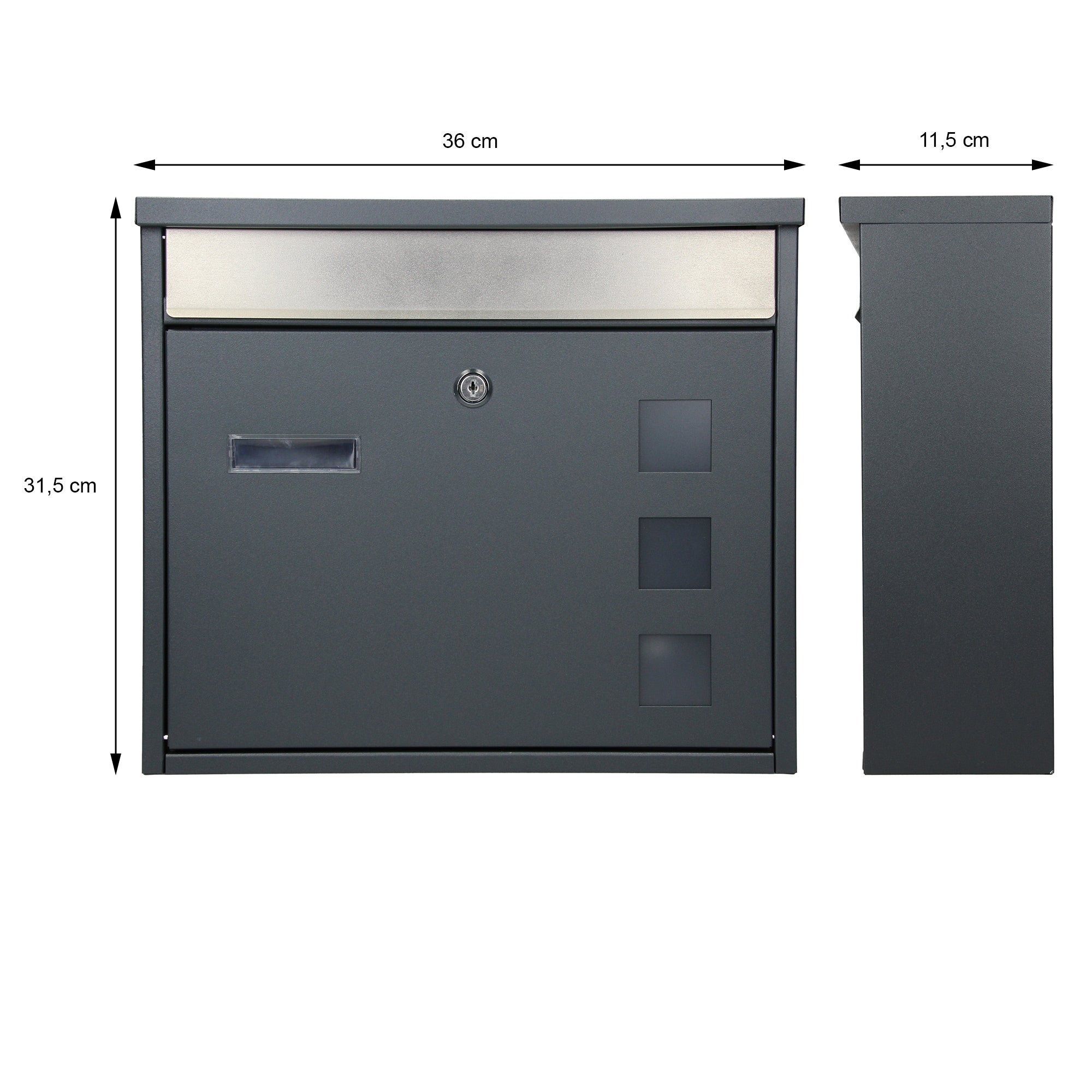 Boîte aux lettre avec plaque acier mailbox sur pied et support anthracite 120 cm - 6