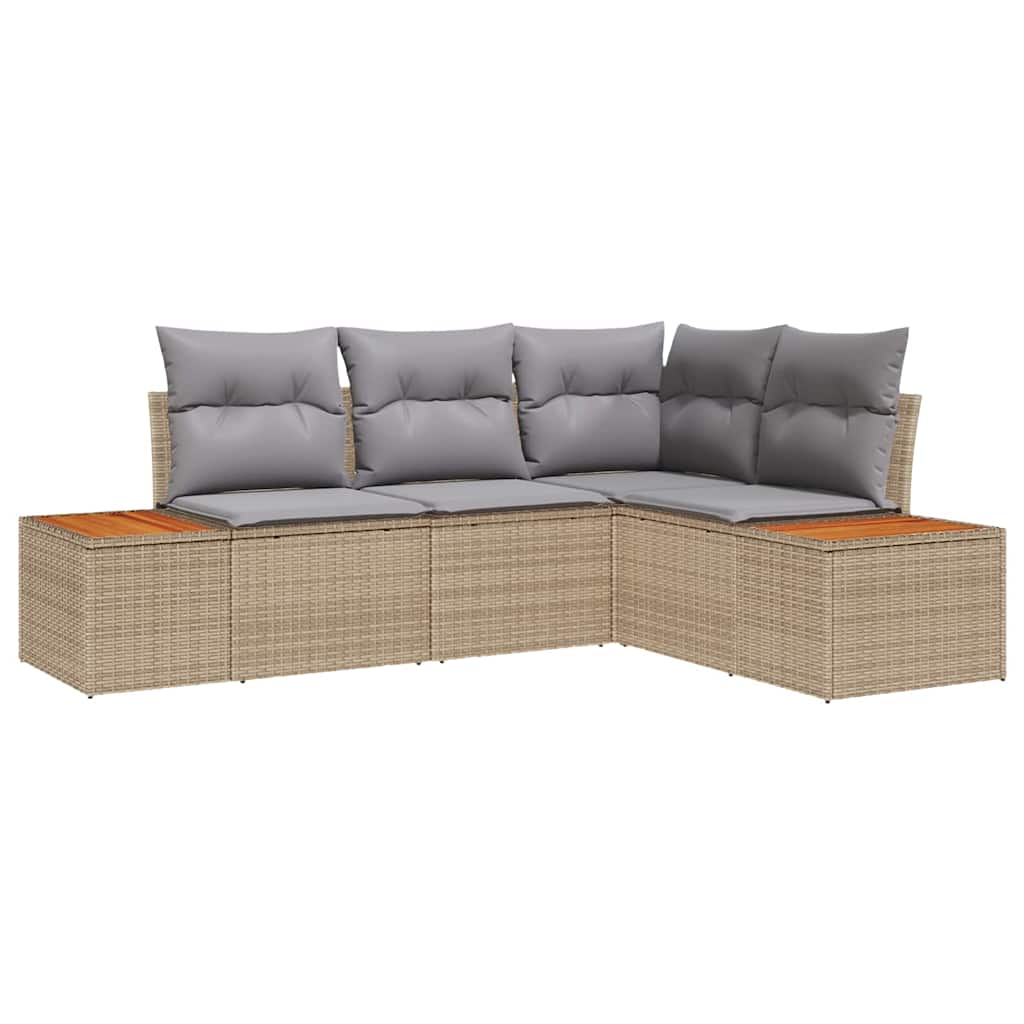 Conjunto de sofás de jardín 5 pcs Gris Claro Poliratán vidaXL - 2