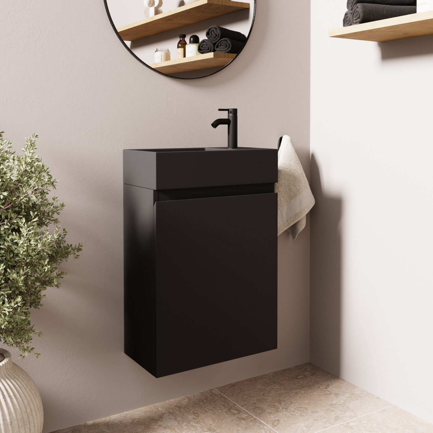 LOMAZOO meuble lave-mains Malibu noir mat - 40cm - 2