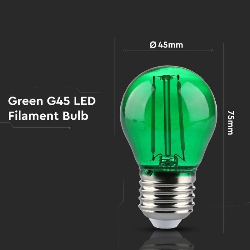 Lampadina LED E27 2W G45 Filamento Colore Verde - 3