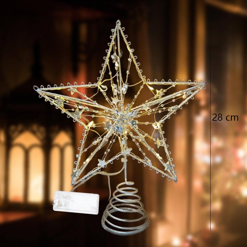 Topo de Árvore em Estrela, Decoração com Iluminação LED 25x28 cm, 10 LEDs Quentes de Natal - 2
