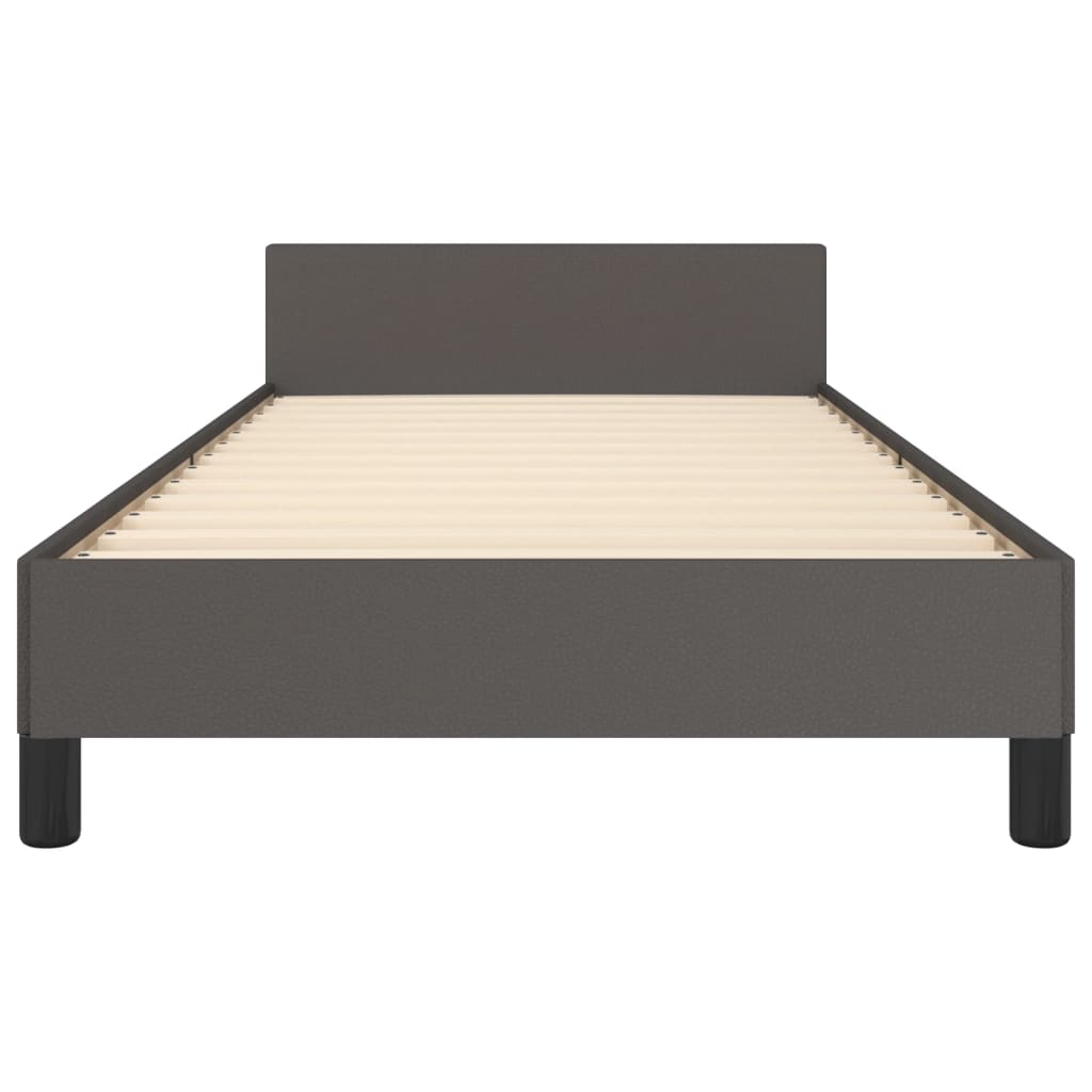 Cadre de lit sans matelas gris 100 x 200 cm similicuir - 6