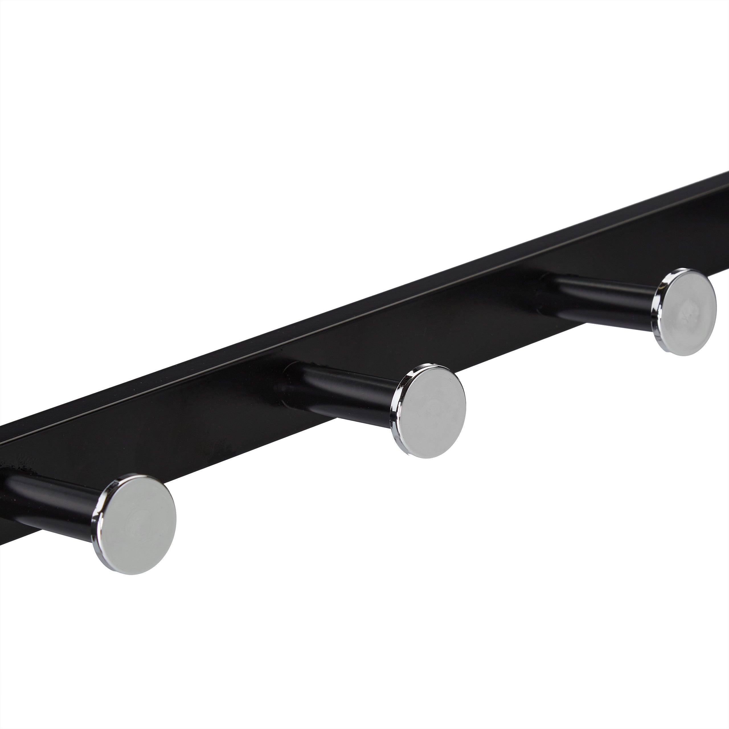 Porte-manteaux mural avec rangement, penderie à 5 patères, couloir & salle de bain, métal, 28x65x25 cm, noir, Relaxdays - 6