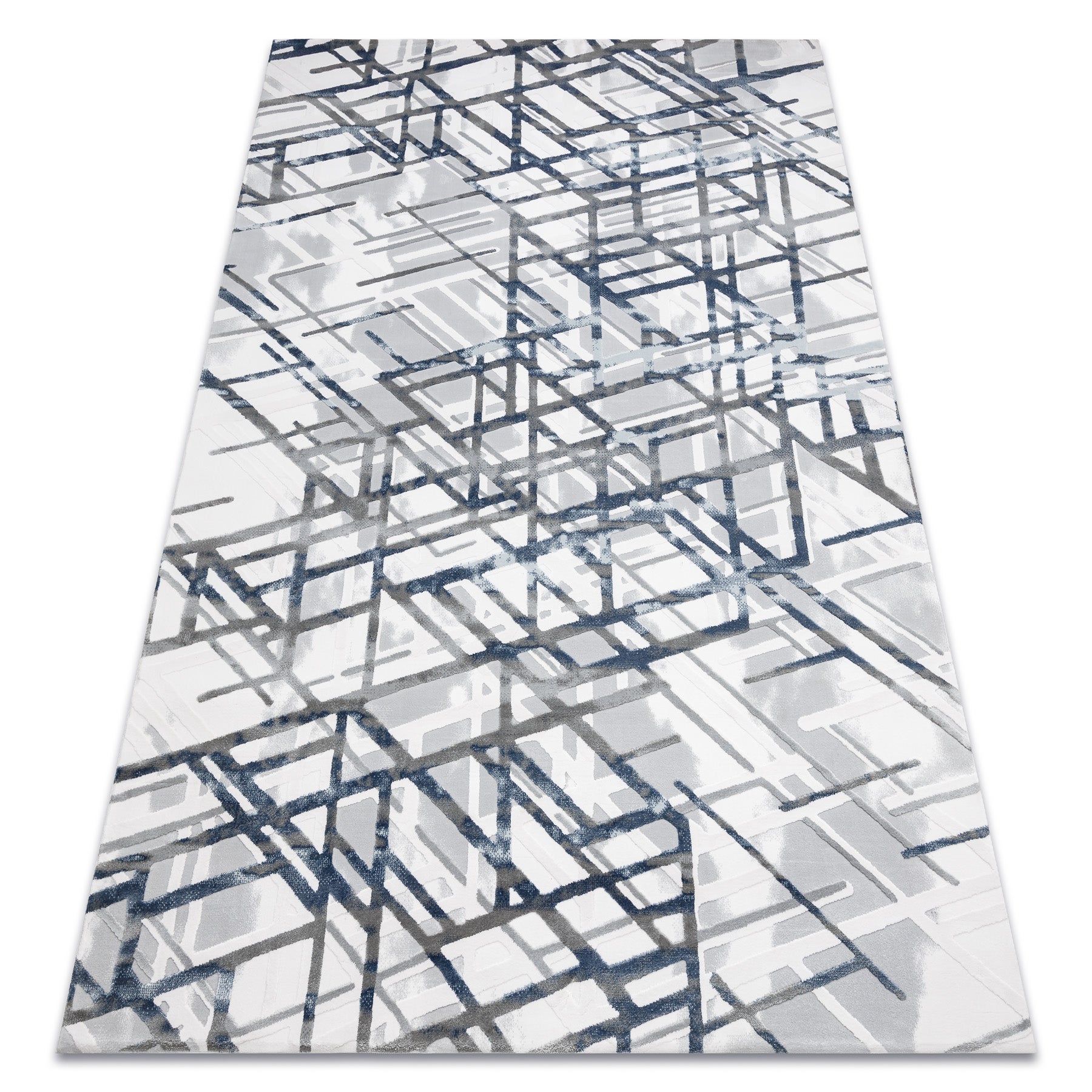 Dywan AKRYL VALS 8381 Linie przestrzenny 3D niebieski 80x300 cm