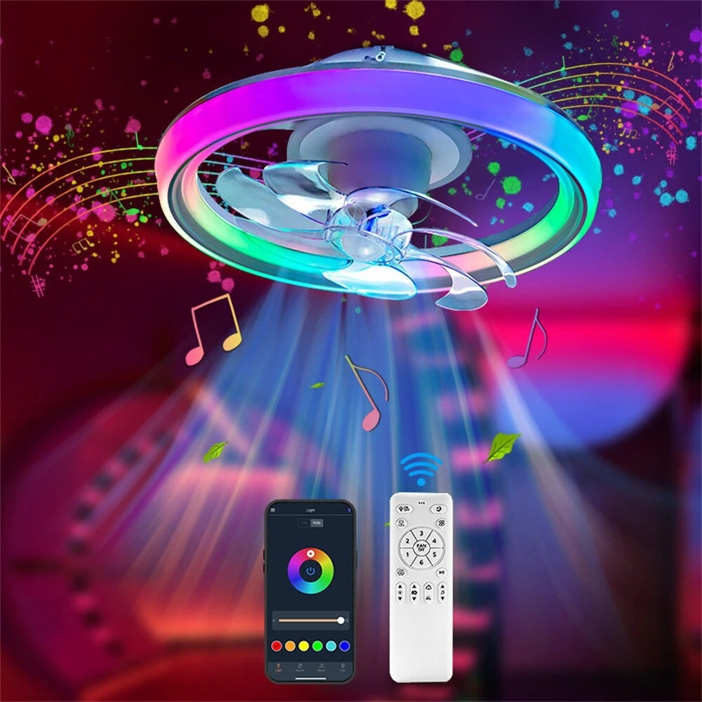 Ventilateur de plafond intelligent LED RGB-90W avec éclairage,haut ...
