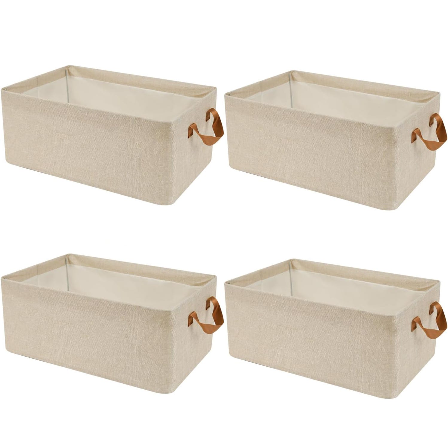 SpaceAid Contenitori Sotto Letto 3 Pezzi – Alti 25,4 Cm, Grandi 80x40 Cm, Con Coperchio Trasparente, Tessuto Beige