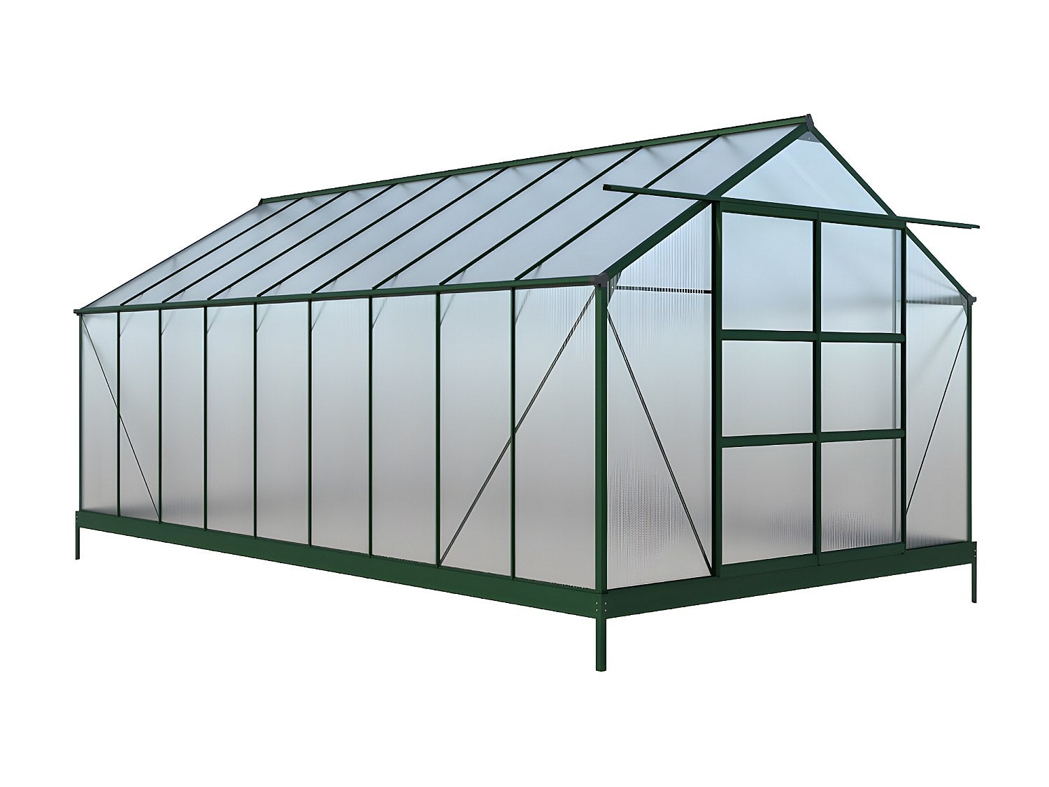 Serre de Jardin en polycarbonate de 16,9 m² avec embase - Vert - IXORA - 2