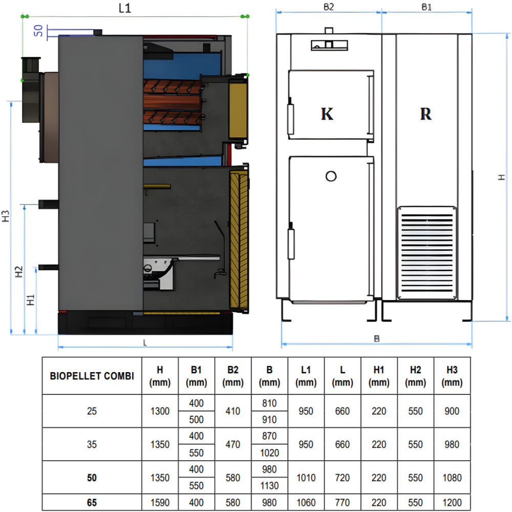 Caldaia combinata legna e pellet BioPellet Combi 50 kW Ferroli - 6
