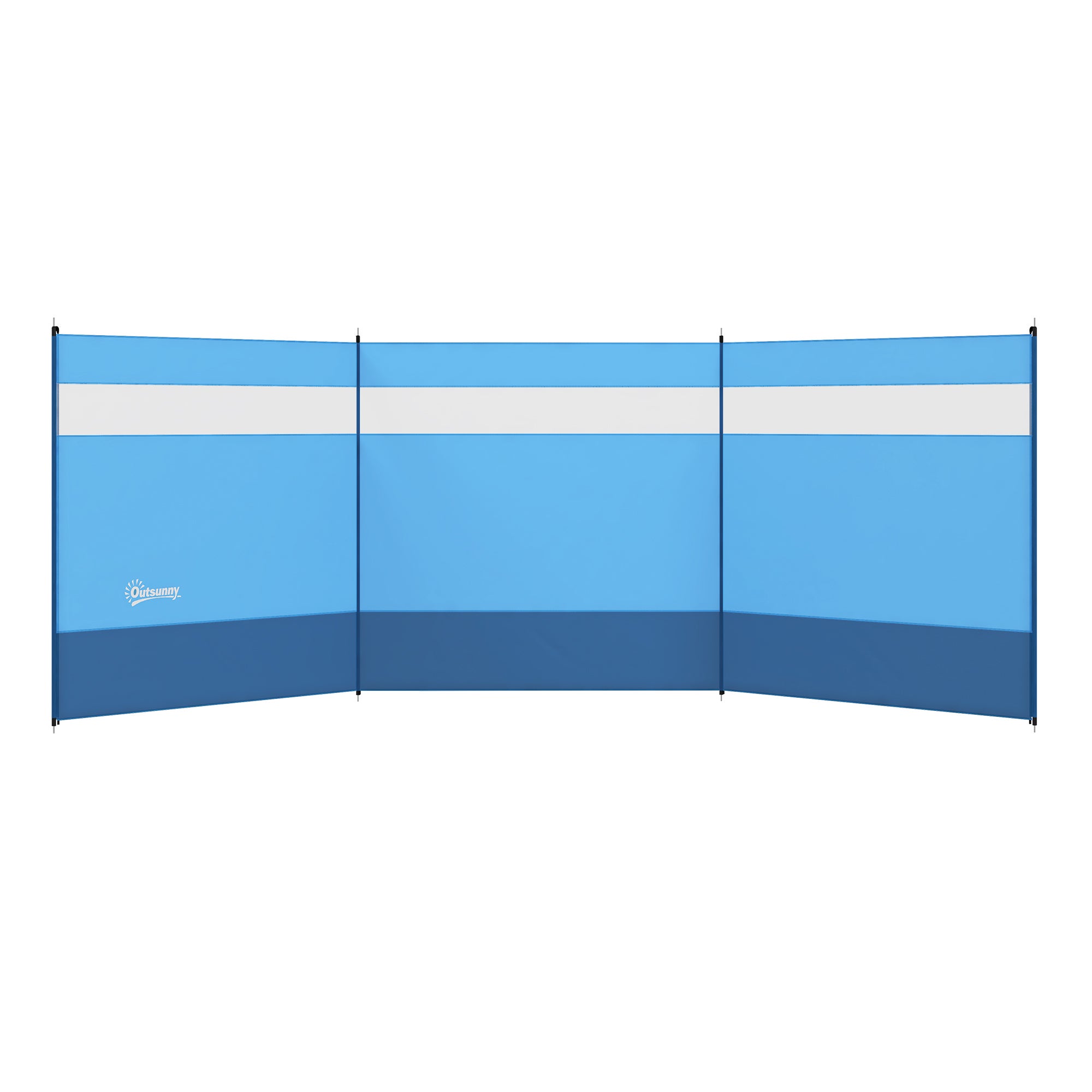 Windbreak z viewing okno i carrying torba, stal poles, 440x140cm, niebieski