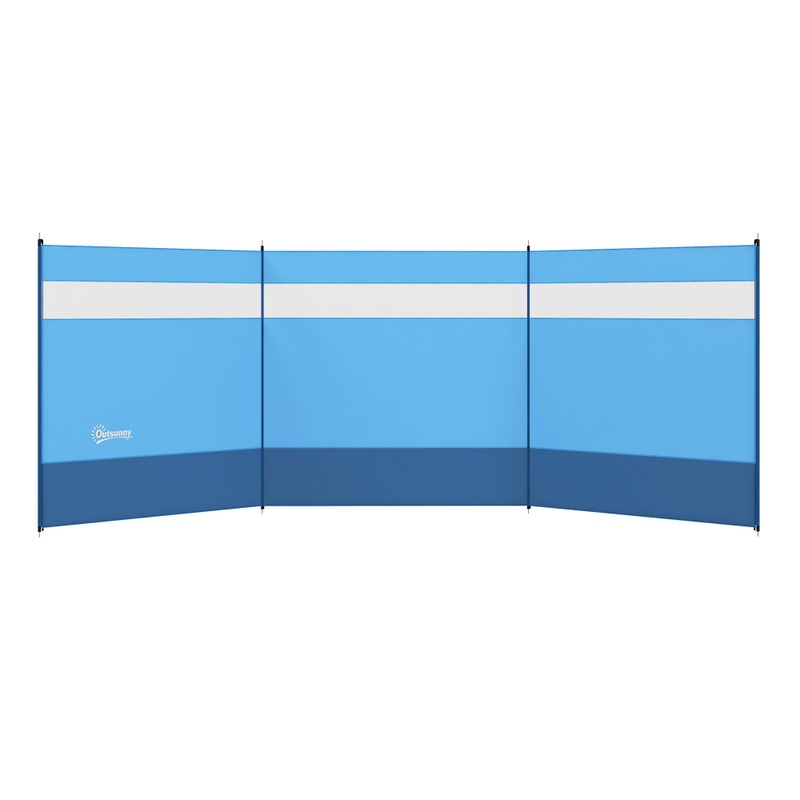 Windbreak z viewing okno i carrying torba, stal poles, 440x140cm, niebieski