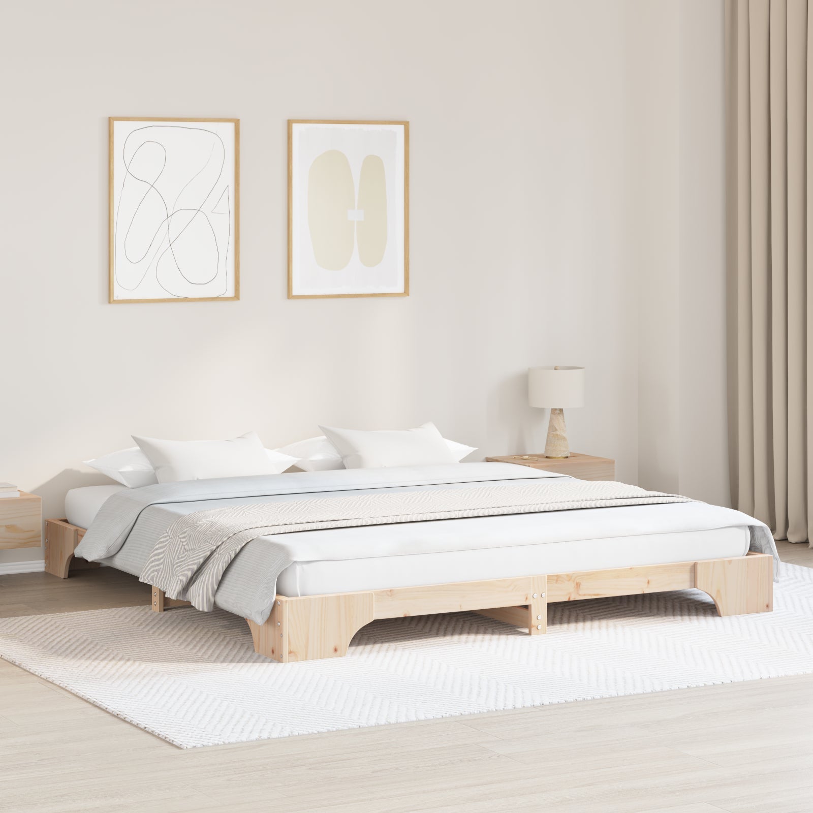 Ramka łóżka Naturalny 180 x 200 cm Lite drewno sosnowe vidaXL