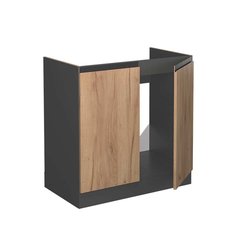 Vicco Meuble cuisine R-Line, Chêne de force doré, 80cm J-Shape, sans PT - 4