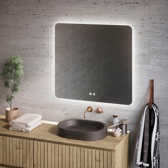 Feel Your Bath, Espelho WC Retangular LED Regulável 120x80 cm, Interruptor Tátil, Antivaho e Desligamento Automático