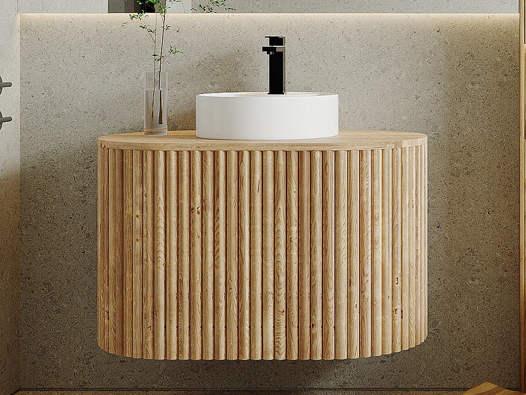 Szafka łazienkowa wisząca z drewna tekowego - 90 cm - TOWARI