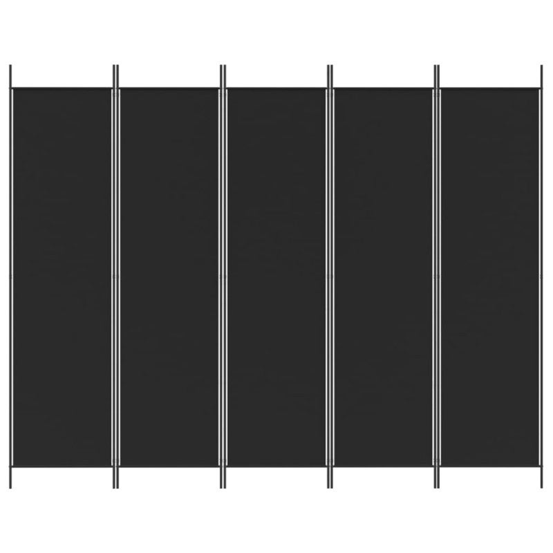 Cloison de séparation 5 panneaux Noir 250x200 cm Tissu - 3
