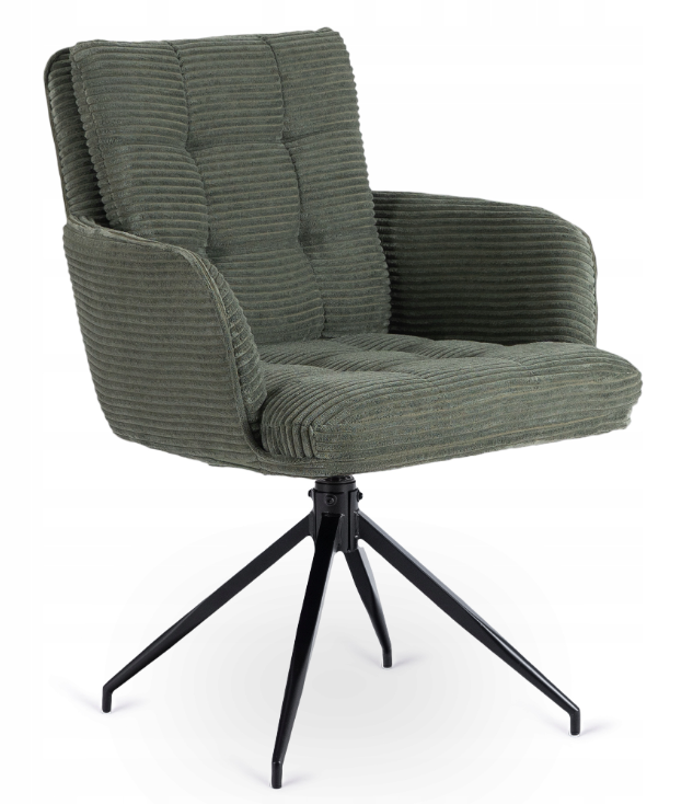 Krzesło Obrotowe Kubełkowe Tapicerowane Do Jadalni Sztruks Zielony AKITA
