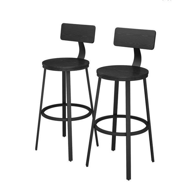 Vicco Tabouret de bar Caracas, Noir, 34x102cm 2 pièces