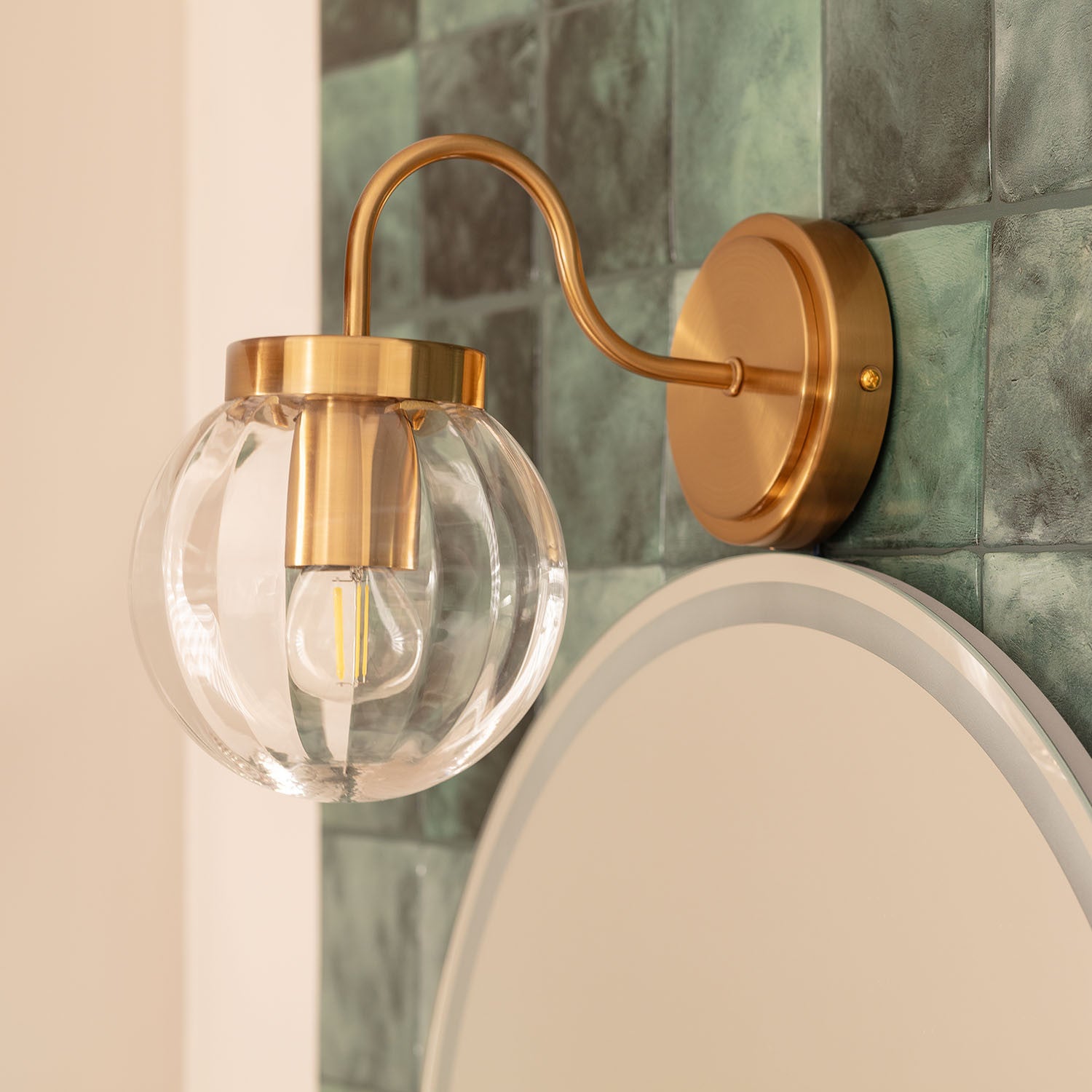 Ledkia Candeeiro de Parede Exterior Metal e Vidro Driyah Dourado - 4