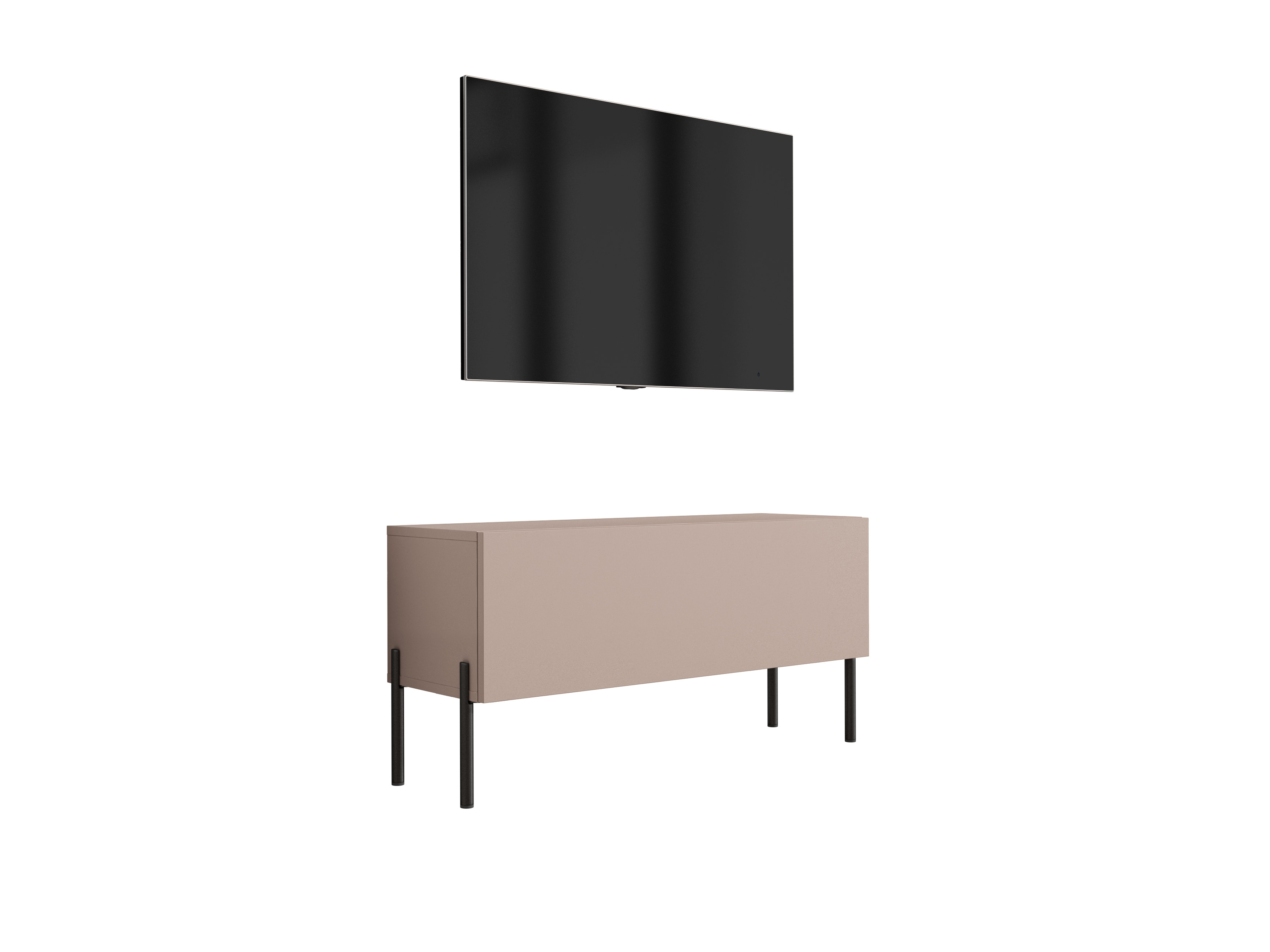 Szafka RTV: Karmelowy Brąz, 100 x 32 x 52 cm, czarne nogi