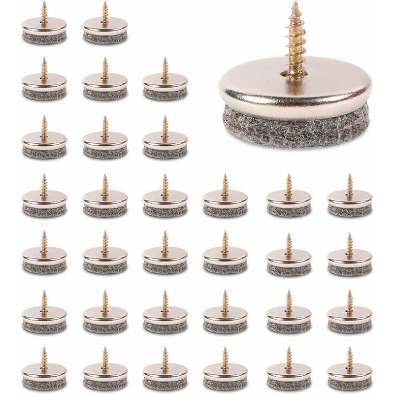 32-częściowe prowadnice do krzeseł, średnica 28 mm. Ave Furniture Glides Filc o grubości 5 mm, idealny do ochrony nóg krzeseł.