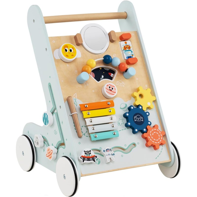 8 w 1 Chodzik, Wózek Montessori z Kółkami, Schowkiem, Centrum Aktywności do Pchania i Ciągnięcia dla Dzieci Powyżej 1 Roku Życia (Zielony)