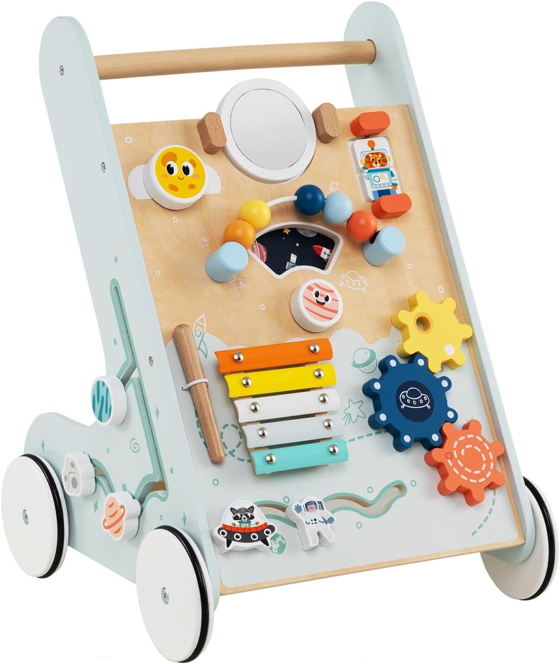 8 w 1 Chodzik, Wózek Montessori z Kółkami, Schowkiem, Centrum Aktywności do Pchania i Ciągnięcia dla Dzieci Powyżej 1 Roku Życia (Zielony)