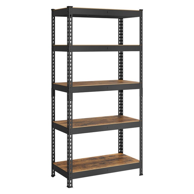 Rayonnage Étagère de rangement à 5 tablettes, 45 x 90 x 180 cm, capacité de charge jusqu'à 875 kg, noir