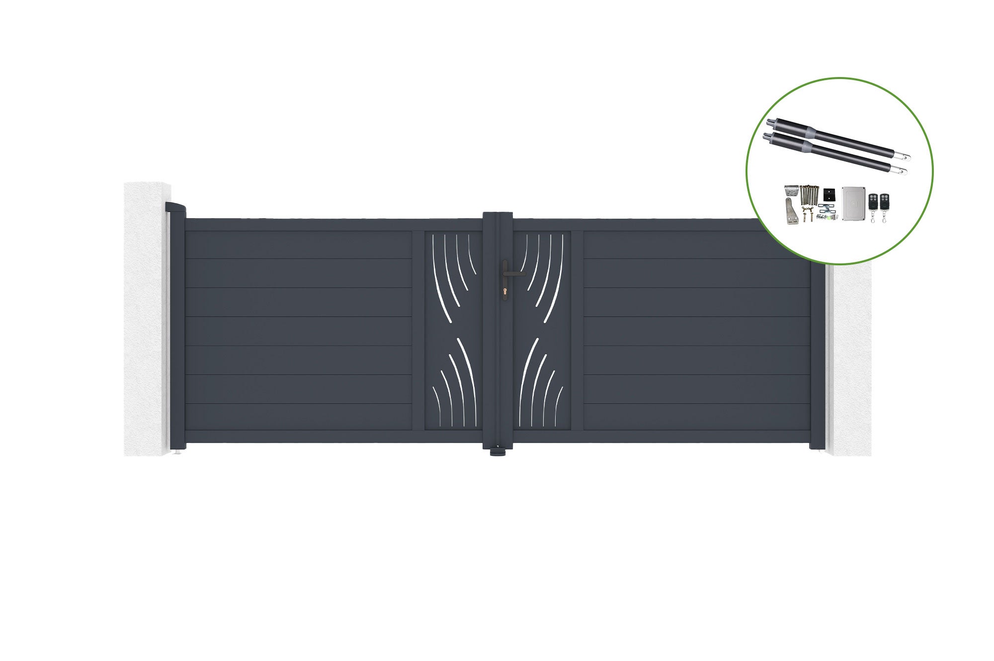 Brama skrzydłowa 3,5m VELETA H.120cm aluminiowa + napęd RANGER B150