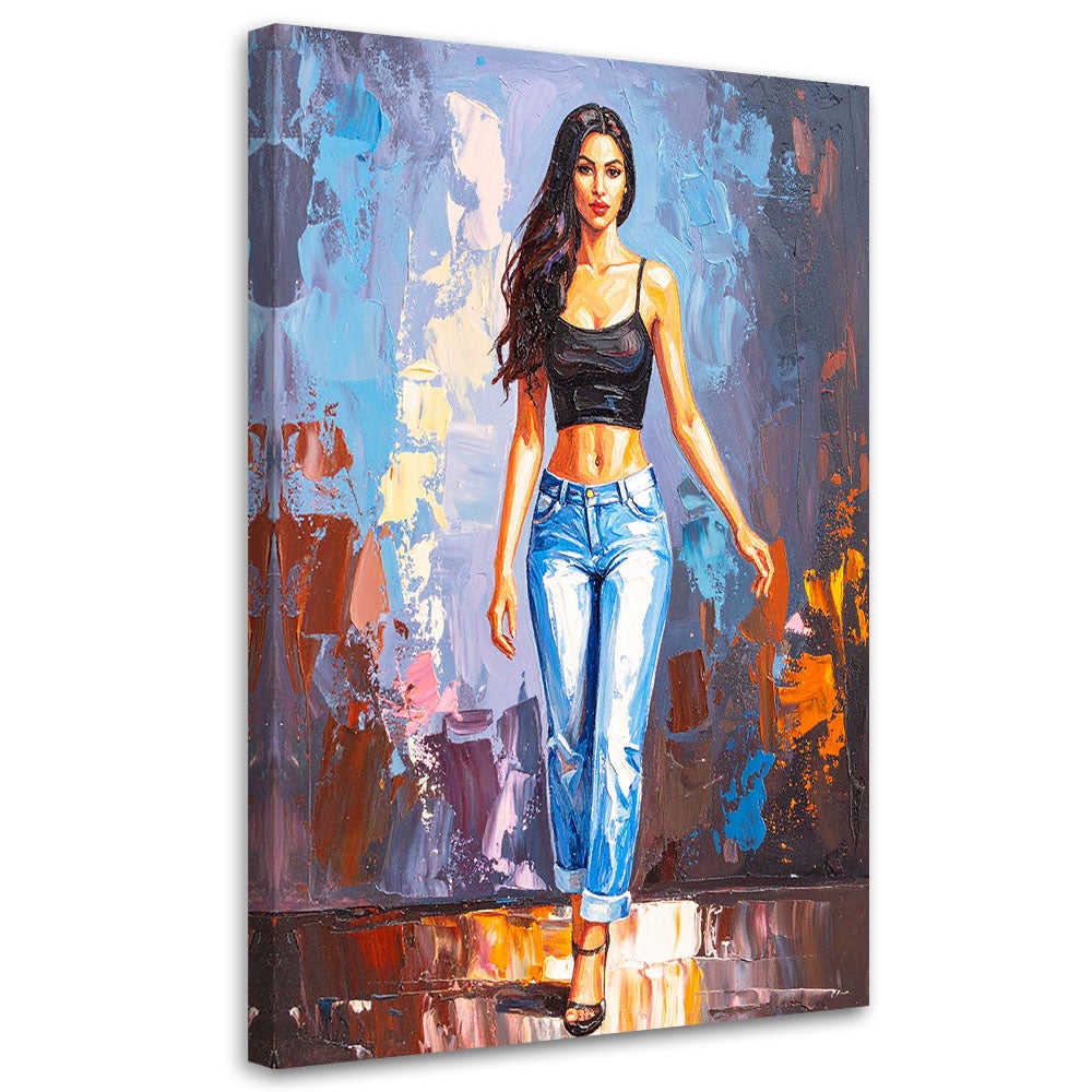 Obraz do salonu sypialni biura kobieta w jeansach 40x60
