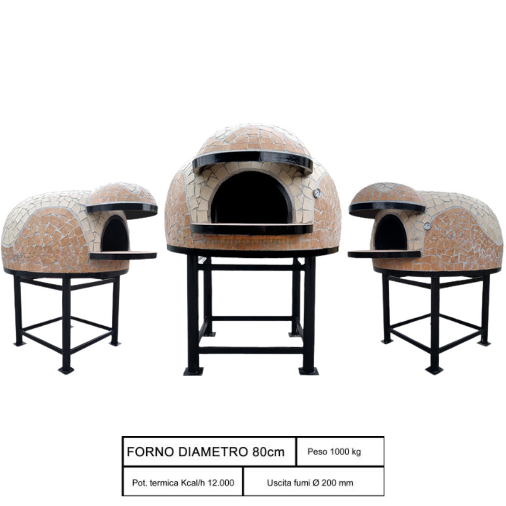 Forno legna artigianale diametro 80 cm capienza 2/3 pizze wave beige con base - 2
