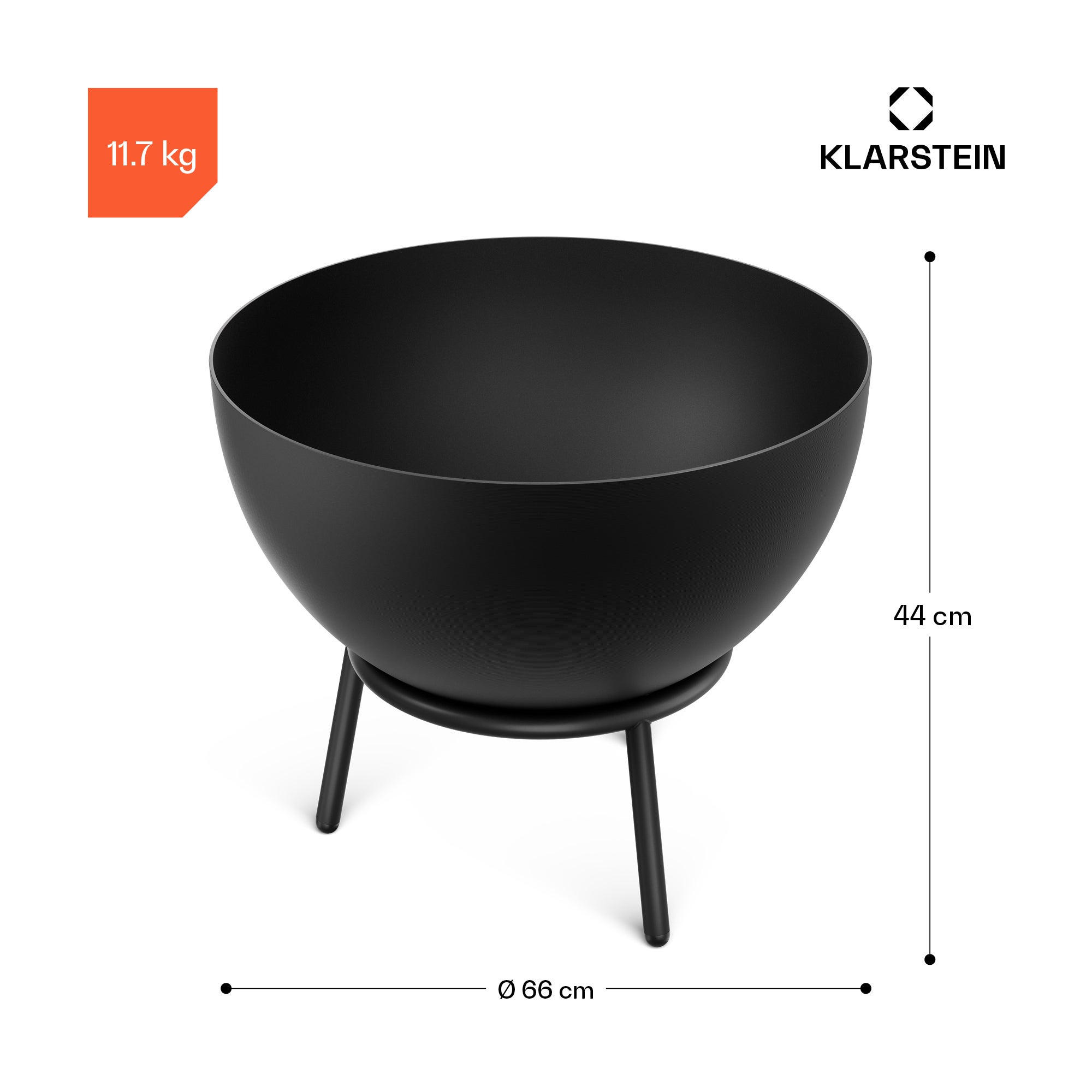 KLARSTEIN Fireball coupelle à feu basse | Anticorrosion | Anti-basculement | Robuste | 66 cm | Noir Noir - 7