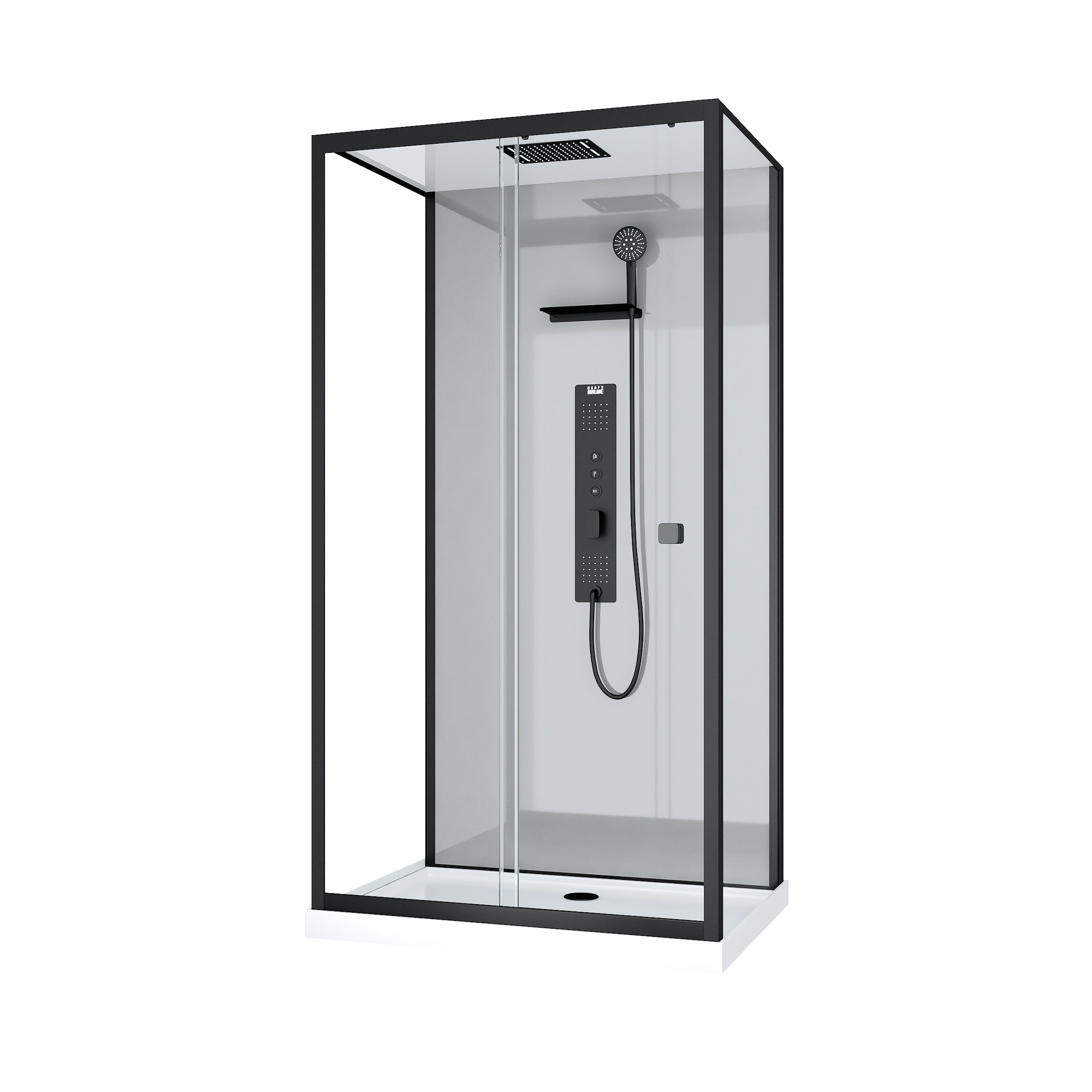 Cabina doccia idromassaggio 110x80 Piatto basso - Grigio Profili Nero Opaco - GREY STYLE LAW - 3