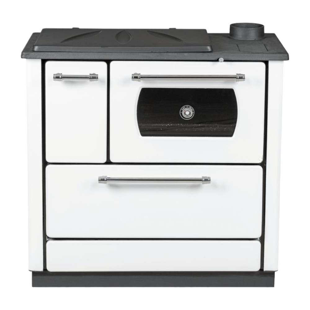 Stufa cucina riscaldamento a legna con forno struttura in acciaio 9,06 kW Popular - Beige - 7