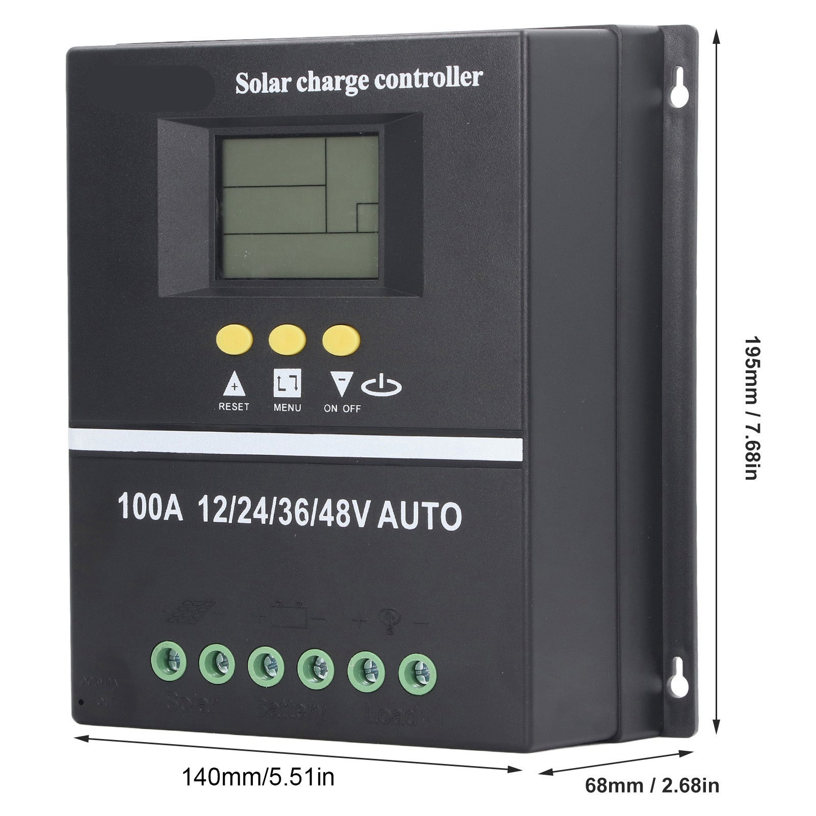 Controlador de carga solar MPPT, porta USB dupla, ecrã LCD retroiluminado, regulador adaptativo para painéis solares de 12V, 24V, 36V e 48V - 2