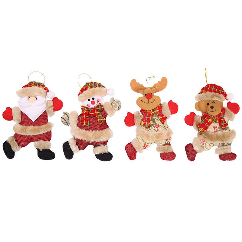 3 pièces accessoires d'arbre de noël figurine de noël danse vieil homme bonhomme de neige cerf ours tissu poupée pendentif cadeau (style 4) - 5