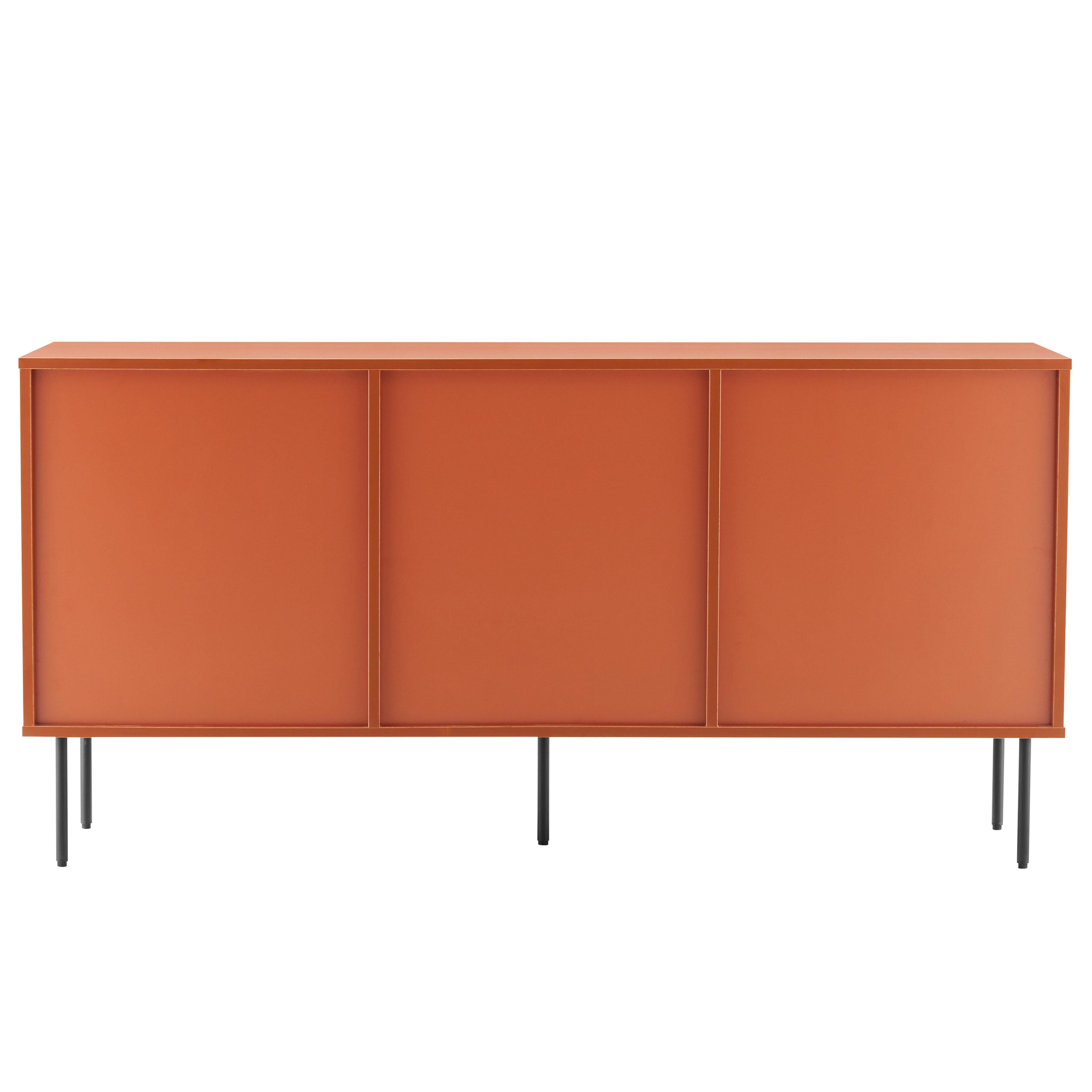 Buffet 2 portes et 3 tiroirs décor mélaminé 150 cm orange - 4