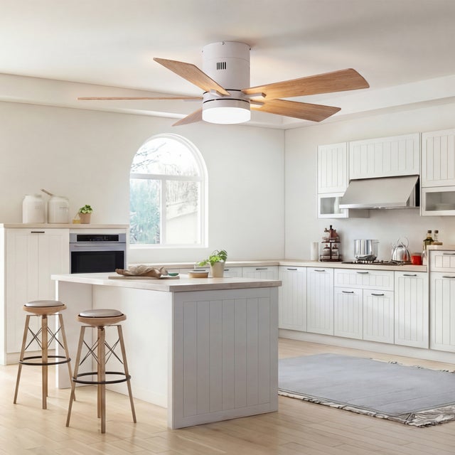 Ventilateur de Plafond, LED avec Lumière et Telecommande, Ventilateur Dimmable Plafonnier, 5 Pales, 6 Vitesses, Silencieux, Diamètre 106cm