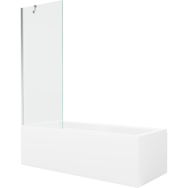 Mexen Cubik wanna prostokątna 160 x 70 cm z obudową i parawanem 1-skrzydłowym 70 cm, transparent, chrom - 550316070X9507000001