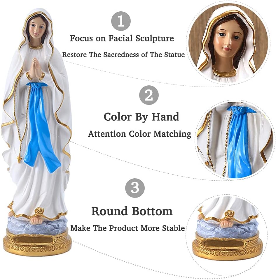 BENKA Statue De La Vierge Marie, Statues De Mère Bénie En Résine, Sculpture Catholique Sainte Dame De Lourdes, Collection De Décorations Religieuses, 30 Cm