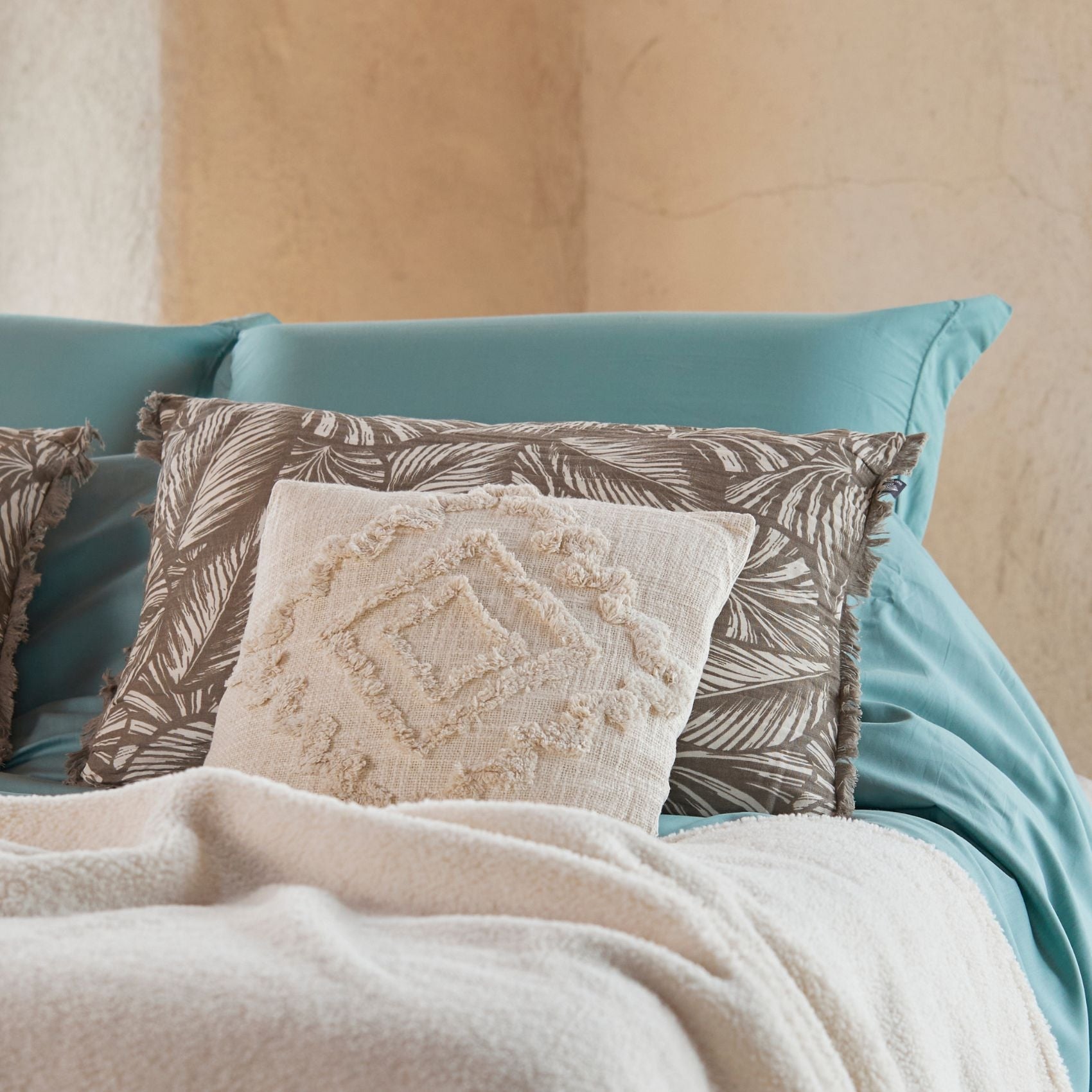 Coussin esprit berbère - Ivoire - 40x40 cm - Coton - 3