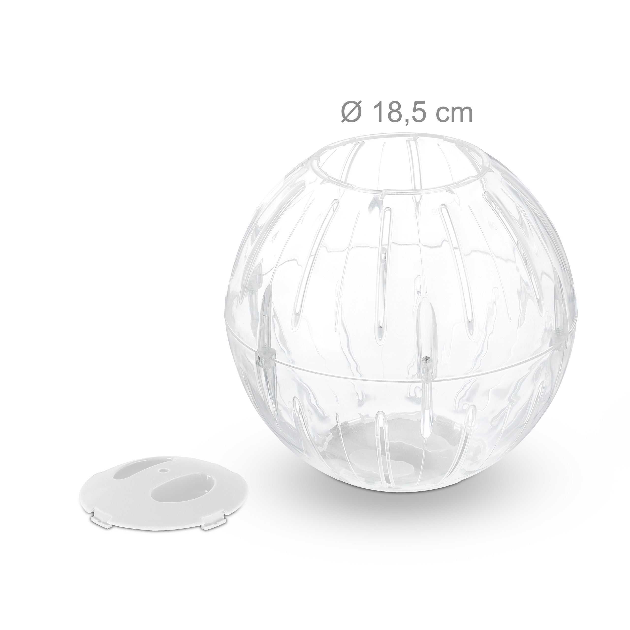 Palla per Criceti, Sfera da Ø 18,5 cm, Giocattolo per Topi, in Plastica, Hamster Ball, Trasparente Bianco, Relaxdays - 4