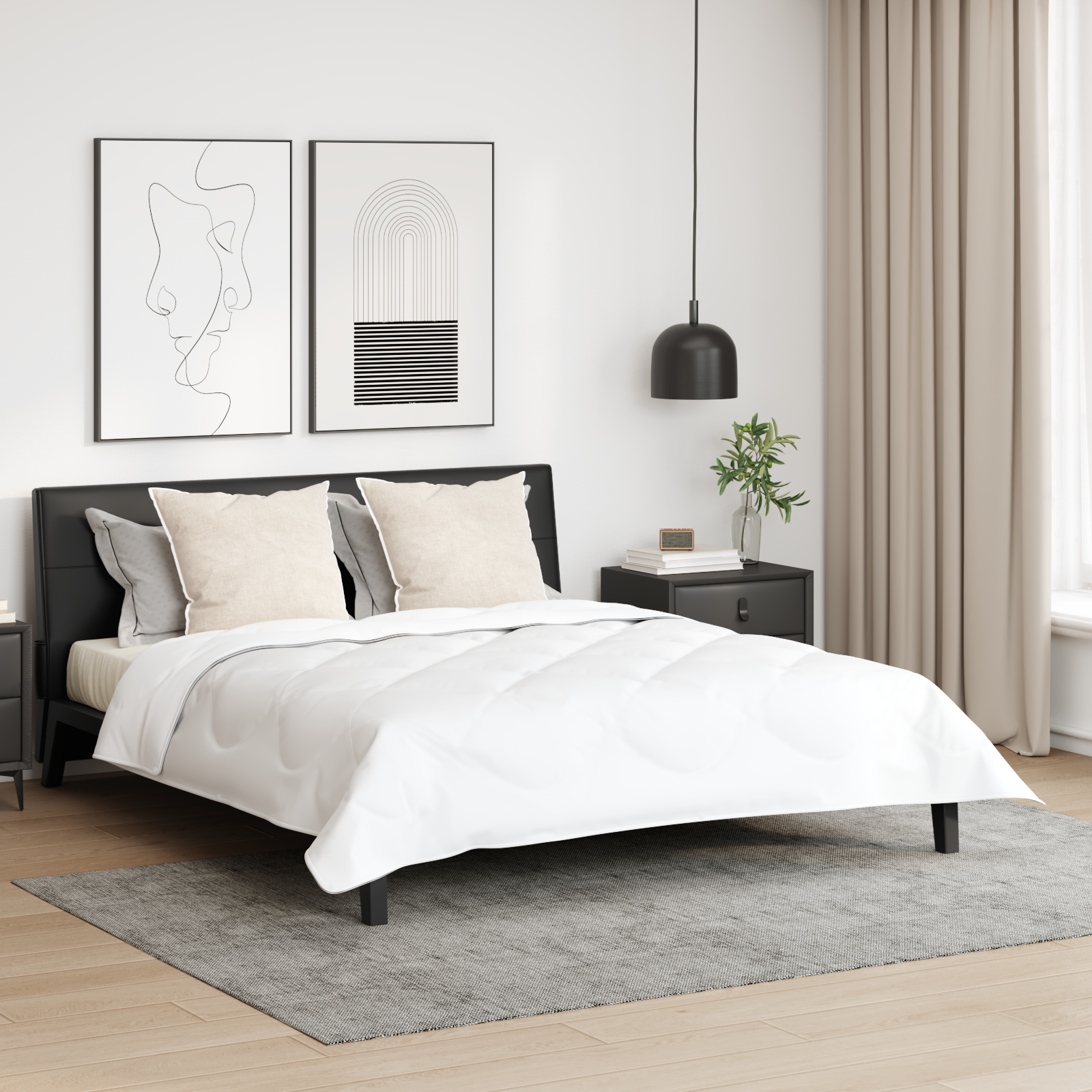 Couette Autre avec oreiller 3 pcs | Duvet Blanc 200 x 220 cm Microfibre - 2