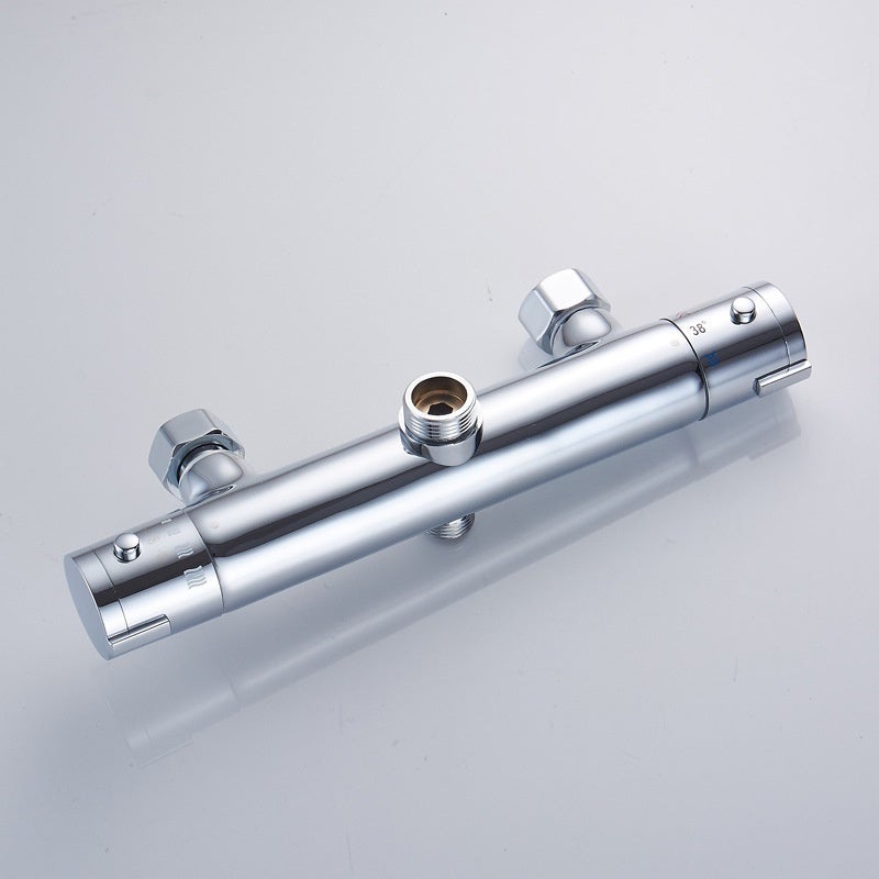 Robinet Thermostatique Universal, Double Sorties, Mitigeur Colonne de Douche Chromé, Argent Métallique - 2