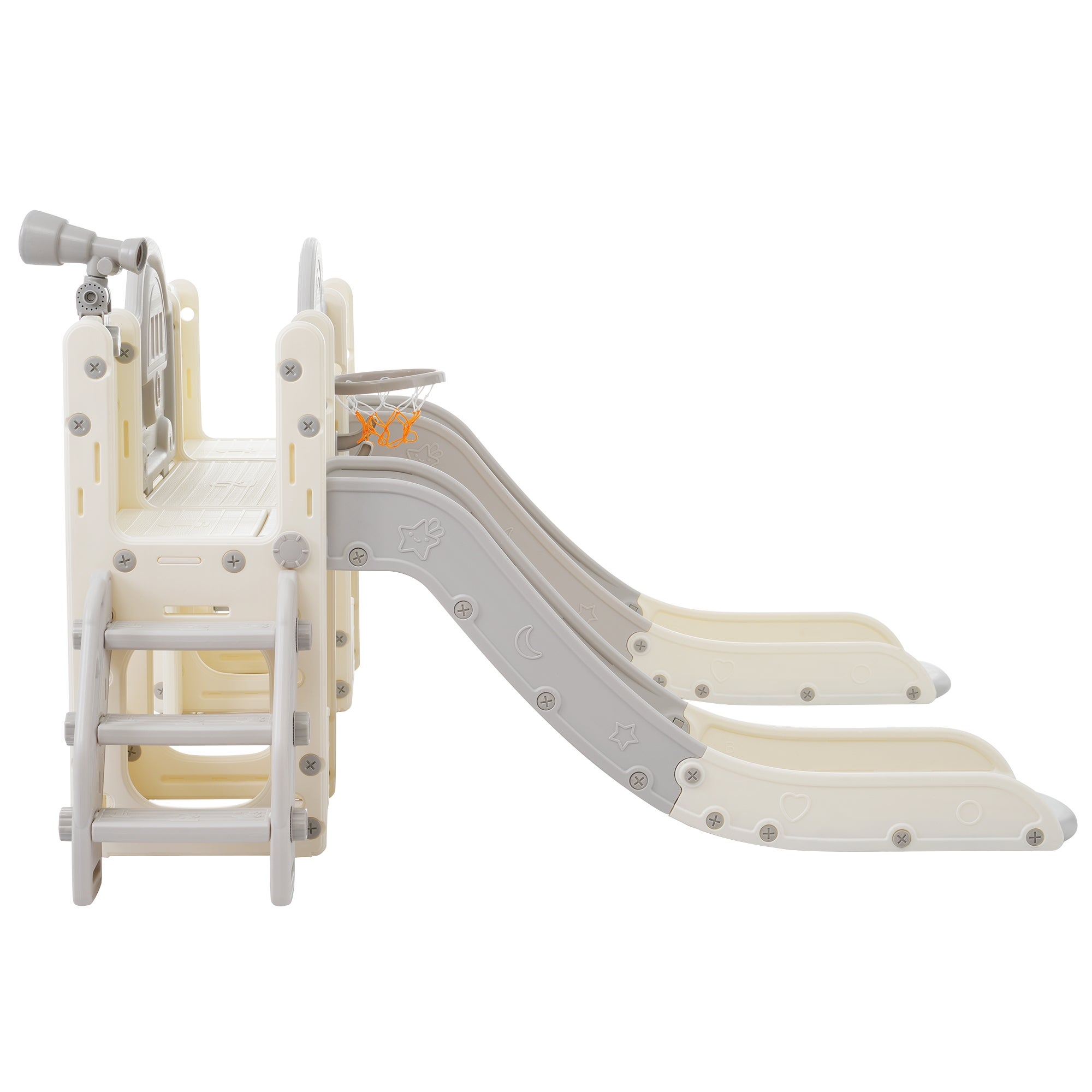 Jouet de plein air pour enfants 8 en 1 - Toboggans, escalade, panier de basket, jeu de perche - Multicolore - 7