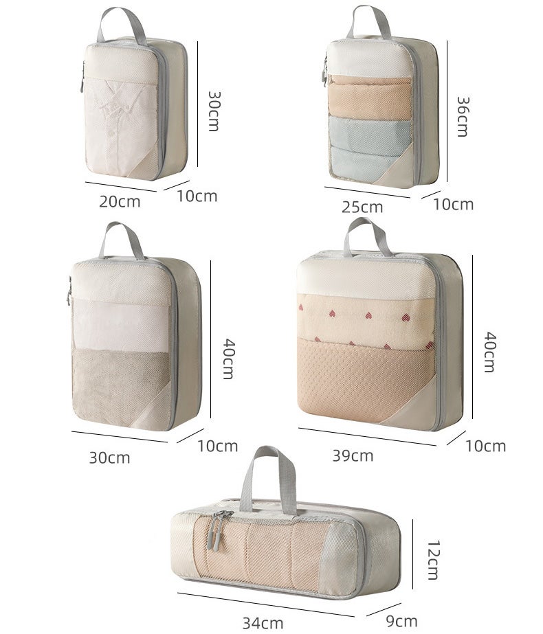 4 cubi di imballaggio a compressione per valigia, organizer da viaggio leggeri ed espandibili, borsa per scarpe, nero | Leroy Merlin