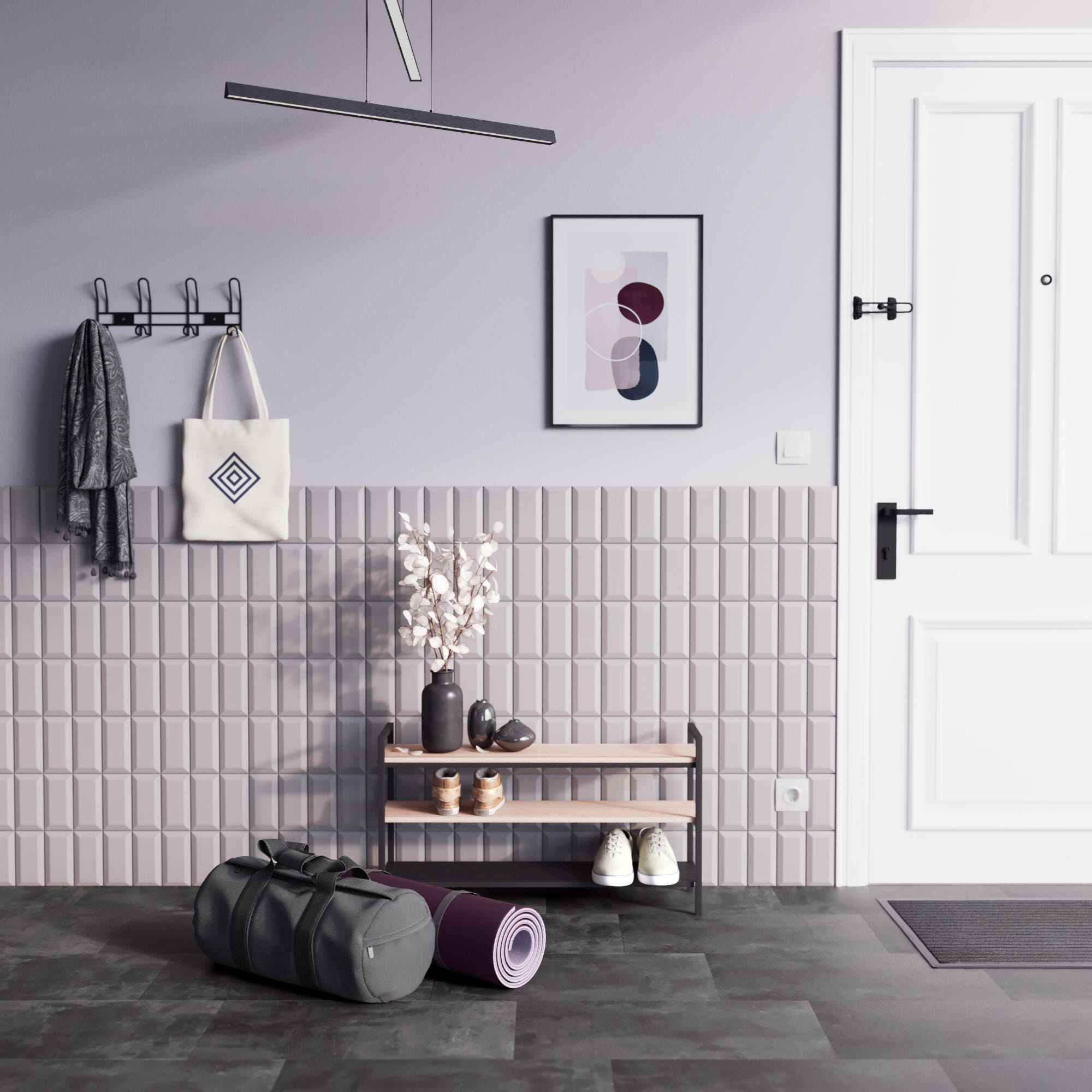 ARTENS - Sol PVC - Dalles PVC adhésives SEREN - FORTE - Effet pierre - Gris foncé - Dimensions L.60,96 cm x l.30,48 cm - Epaisseur 2 mm - 2,23 m²/ 12 - 3