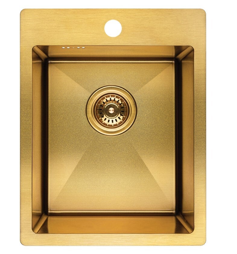 Fregadero de cocina marmara oro cepillado, 1 cubeta, acero inoxidable, 48x37,5