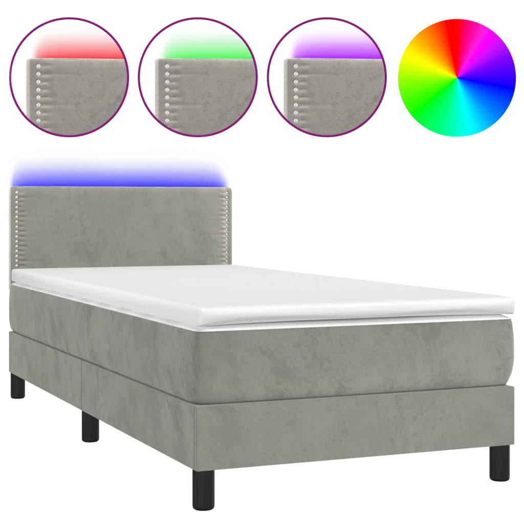 Letto Box Spring con Materasso & LED Grigio Scuro 120x200 cm Tessuto a